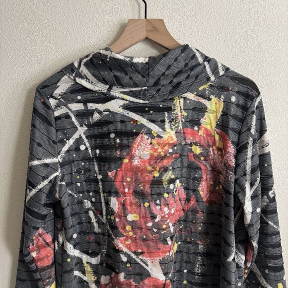Jess & Jane Top Womens Medium Gray Cowl Neck Artsy Art To Wear Hippie Boho Tunic - Picture 10 of 16